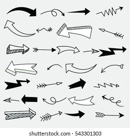 Set of Arrow Doodle , vector illustration