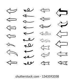 Set of arrow doodles, hand dawn arrows icon collection.