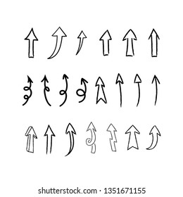 Set of arrow doodles, hand dawn arrows icon collection.