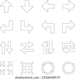Set of arrow with editable stroke. arrow icon. editable arrow. editable stroke