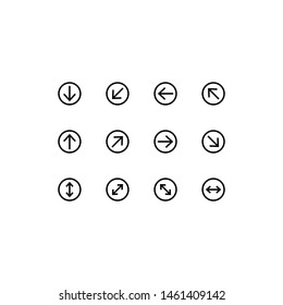 Set of arrow, element, direction, interface, outline style icon - vector