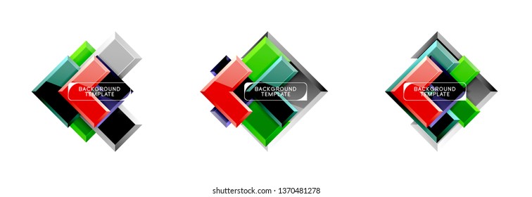 Conjunto de iconos geométricos de flecha, banners o plantillas de fondo. Ilustración del vector