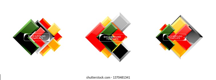 Set of arrow geometric logo icons, banners or backgrounds templates. Vector illustration