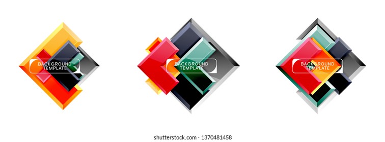 Set of arrow geometric logo icons, banners or backgrounds templates. Vector illustration