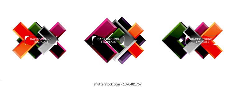 Set of arrow geometric logo icons, banners or backgrounds templates. Vector illustration