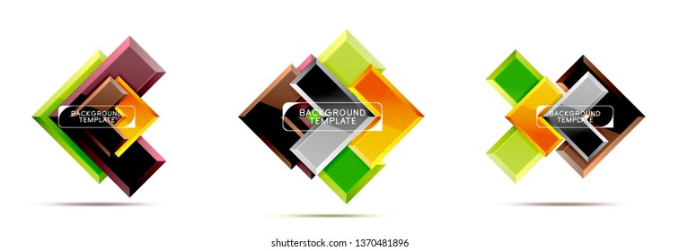 Set of arrow geometric logo icons, banners or backgrounds templates. Vector illustration