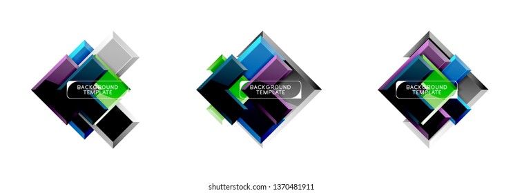 Set of arrow geometric logo icons, banners or backgrounds templates. Vector illustration