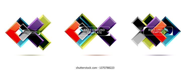 Set of arrow geometric logo icons, banners or backgrounds templates. Vector illustration