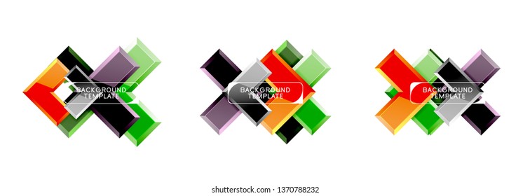 Set of arrow geometric logo icons, banners or backgrounds templates. Vector illustration