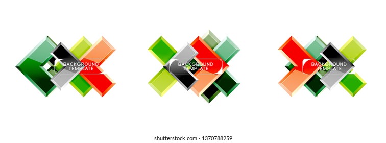 Conjunto de iconos geométricos de flecha, banners o plantillas de fondo. Ilustración del vector