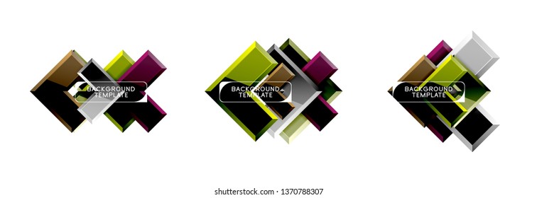 Set of arrow geometric logo icons, banners or backgrounds templates. Vector illustration