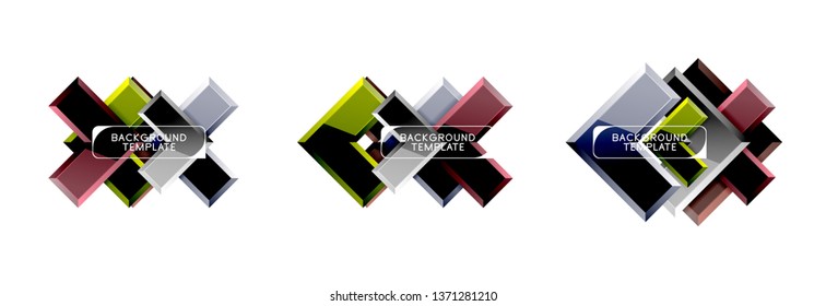 Conjunto de iconos geométricos de flecha, banners o plantillas de fondo. Ilustración del vector