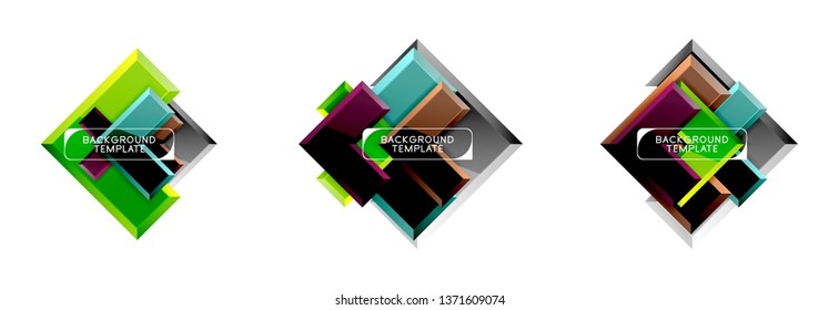 Conjunto de iconos geométricos de flecha, banners o plantillas de fondo. Ilustración del vector