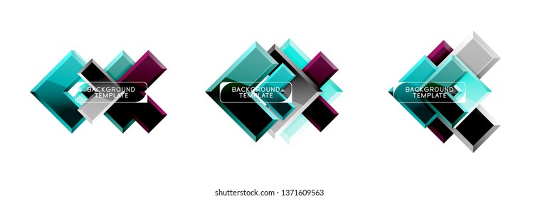 Set of arrow geometric logo icons, banners or backgrounds templates. Vector illustration