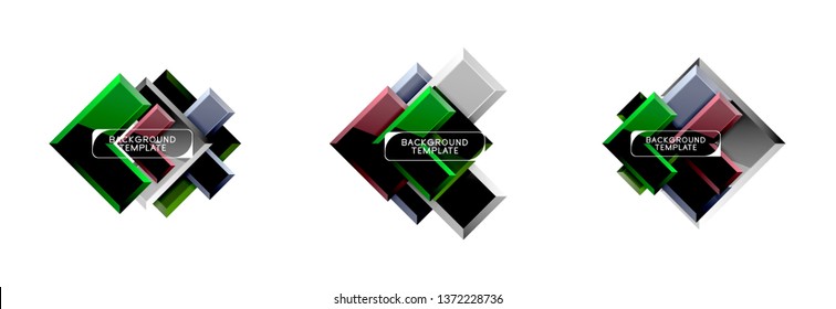 Set of arrow geometric logo icons, banners or backgrounds templates. Vector illustration