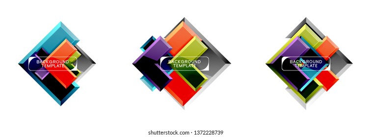Set of arrow geometric logo icons, banners or backgrounds templates. Vector illustration