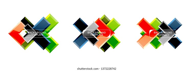 Set of arrow geometric logo icons, banners or backgrounds templates. Vector illustration