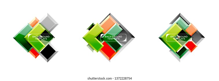 Set of arrow geometric logo icons, banners or backgrounds templates. Vector illustration