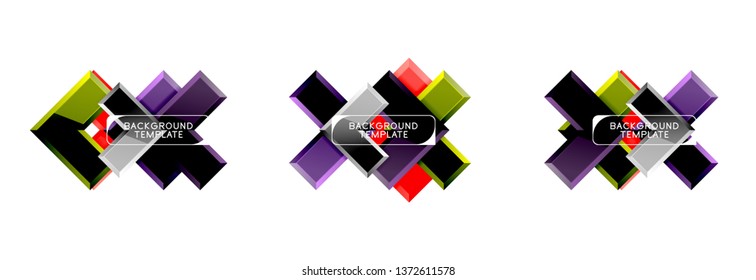 Set of arrow geometric logo icons, banners or backgrounds templates. Vector illustration