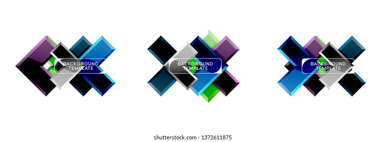 Set of arrow geometric logo icons, banners or backgrounds templates. Vector illustration