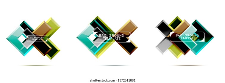 Set of arrow geometric logo icons, banners or backgrounds templates. Vector illustration