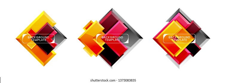 Set of arrow geometric logo icons, banners or backgrounds templates. Vector illustration