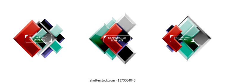 Set of arrow geometric logo icons, banners or backgrounds templates. Vector illustration