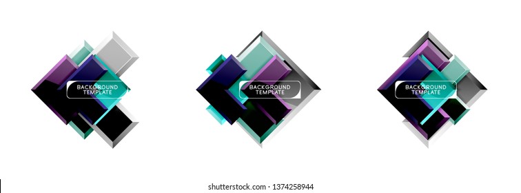 Set of arrow geometric logo icons, banners or backgrounds templates. Vector illustration