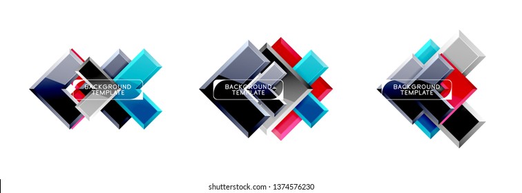 Set of arrow geometric logo icons, banners or backgrounds templates. Vector illustration