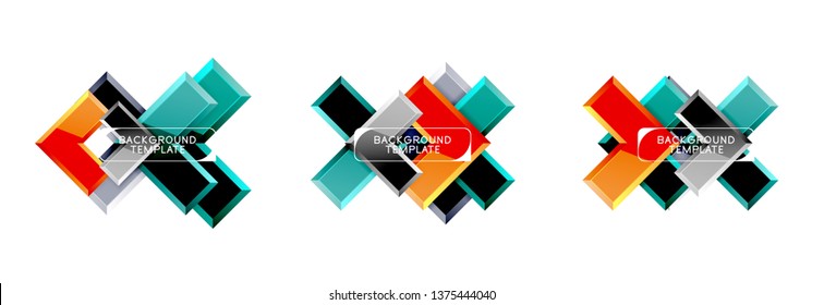 Conjunto de iconos geométricos de flecha, banners o plantillas de fondo. Ilustración del vector