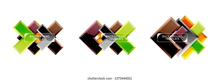 Conjunto de iconos geométricos de flecha, banners o plantillas de fondo. Ilustración del vector