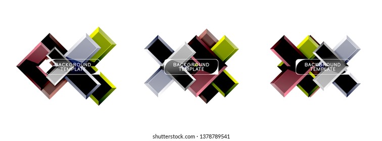 Conjunto de iconos geométricos de flecha, banners o plantillas de fondo. Ilustración del vector