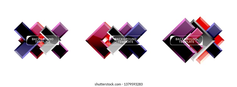 Set von Pfeil-geometrischen Logo-Symbolen, Bannern oder Hintergründen Vorlagen. Vektorgrafik