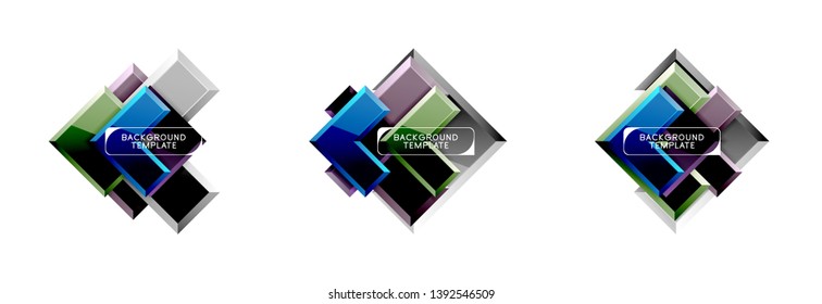 Set of arrow geometric logo icons, banners or backgrounds templates. Vector illustration