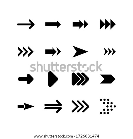 Set of arrow glyph icon design. Forward mark vector illustration.