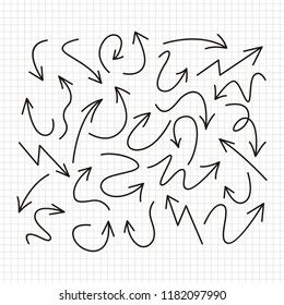 Set of Arrow Hand Drawn Design on paper background