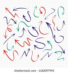 Set of Arrow Hand Drawn Design on paper background