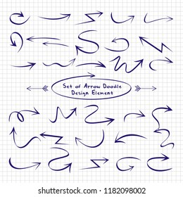 Set of Arrow Hand Drawn Design on paper background