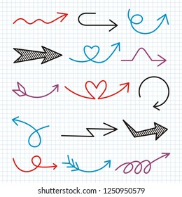 Set of Arrow Hand Drawn Design Element