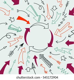 Set of Arrow Hand Drawn Design Element
