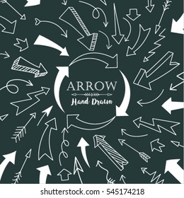 Set of Arrow Hand Drawn Design Element on black background