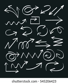 Set of Arrow Hand Drawn Design Element on black background
