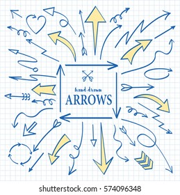 Set of Arrow Hand Drawn Design Element . Vector illustration
