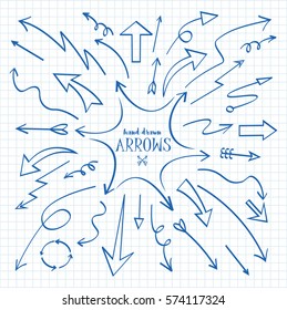 Set of Arrow Hand Drawn Design Element . Vector illustration