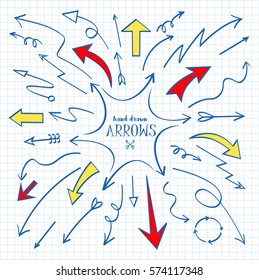 Set of Arrow Hand Drawn Design Element . Vector illustration