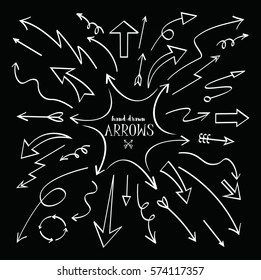 Set of Arrow Hand Drawn Design Element . Vector illustration