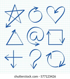 Set of Arrow Hand Drawn Design Element
