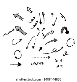 set of arrow hand drawn doodle  illustration vector