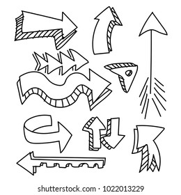 set of arrow hand drawn vector