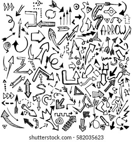 Set of arrow. Hand-drawn arrows showing the way.